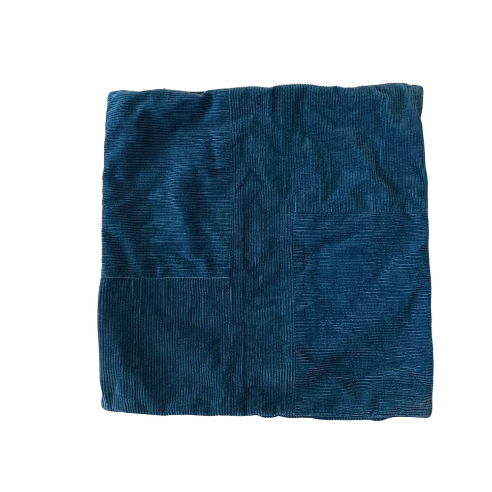 West Elm Patchwork Corduroy Pillow Cover Unisex 20x20 Teal Blue Textured Cotton